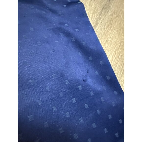 Miss Elaine XL Womens Satin Pajama Set Navy Blue Embroidered Top & Elastic Waist - Picture 13 of 13